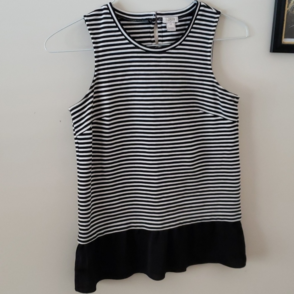J. Crew black and white striped peplum top